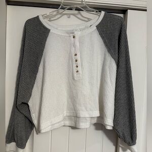 Urban Outfitters Gray and White Waffle Knit Sweatshirt